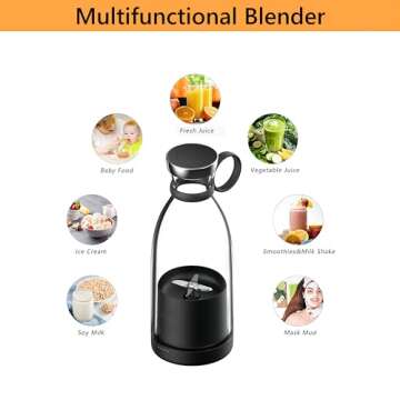 OTPEIR Portable Blender for Shakes and Smoothies with 11.83 Oz Travel Cup and Lid,Durable Stainless Steel Blades for Juice Blending Performance, Black
