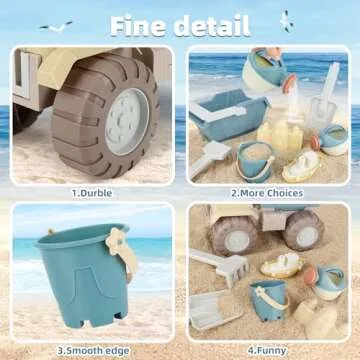 QLT Beach Toys for Toddlers - Kids Sand Toys Include Train Beach Dump Truck, Beach Bucket, Watering Bucket, Sand Shovel, Sand Rake, Little Boat, Sand Castle Toys - Sandbox Toys with Gift Box