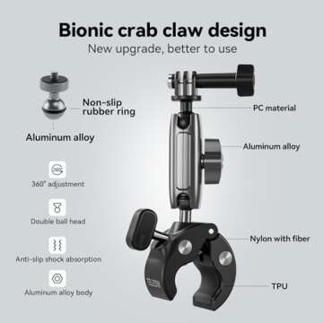 TELESIN® 360 Metal Clamp Mount: Versatile Accessory for GoPro and Action Cameras