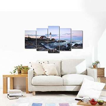 Wieco Art Portland Lighthouse Modern Canvas Prints