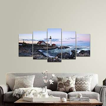 Wieco Art Portland Lighthouse Modern Canvas Prints