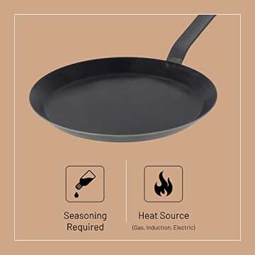 De Buyer Blue Carbon Steel Crepe Pan Excellent Non-Stick Performance