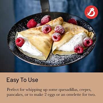 De Buyer Blue Carbon Steel Crepe Pan Excellent Non-Stick Performance