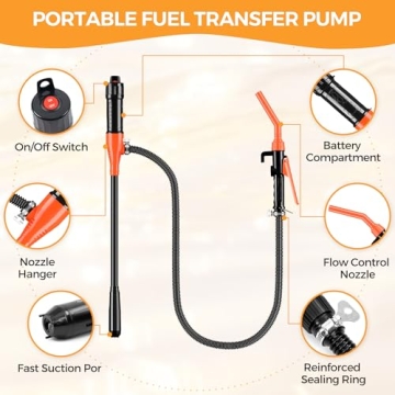 Kiweoci Electric Fuel Transfer Pump - 3GPM Portable Siphon