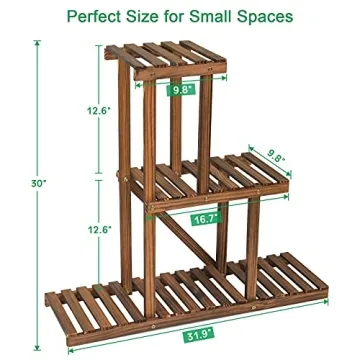 Ufine 3 Tier Wood Plant Stand for Indoor Outdoor Use