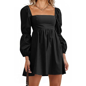 PRETTYGARDEN Women's Fall Mini Dress - Puff Sleeve Charm