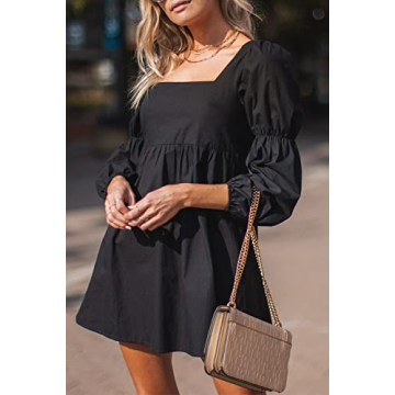 PRETTYGARDEN Women's Fall Mini Dress - Puff Sleeve Charm