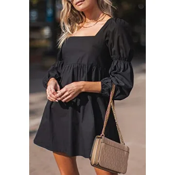 PRETTYGARDEN Women's Fall Mini Dress - Puff Sleeve Charm