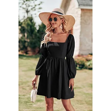 PRETTYGARDEN Women's Fall Mini Dress - Puff Sleeve Charm