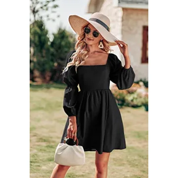 PRETTYGARDEN Women's Fall Mini Dress - Puff Sleeve Charm