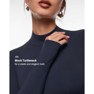 INLYRIC Women's Inbarely Soft Mock Turtleneck Double Lined Long Sleeve Tops Going Out Slim Fitted Sexy Trendy T-Shirts True Navy Medium