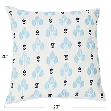 Stylish Creative Co-Op Floral Print Pillow 20" Square