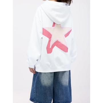 Aelfric Eden Womens Oversized Star Graphic Hoodies Fashion Long Sleeve Hoodie Pullover Hooded Sweatshirt Unisex