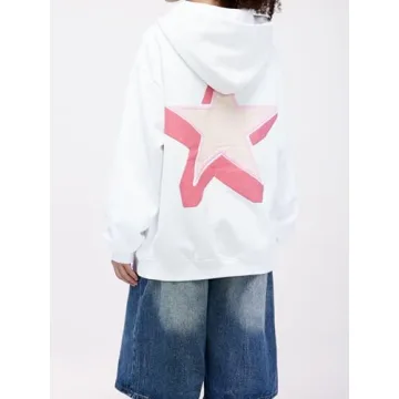 Aelfric Eden Womens Oversized Star Graphic Hoodies Fashion Long Sleeve Hoodie Pullover Hooded Sweatshirt Unisex