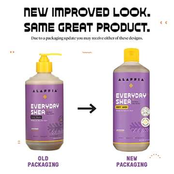 Alaffia EveryDay Shea Body Wash - Naturally Helps Moisturize and Cleanse without Stripping Natural Oils with Shea Butter, Neem, and Coconut Oil, Fair Trade, Lavender 16 Fl Oz
