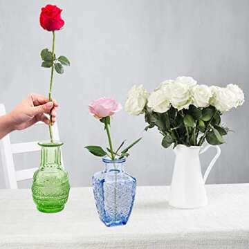 DEAYOU Vintage Glass Bud Vases Pack for Charming Decor