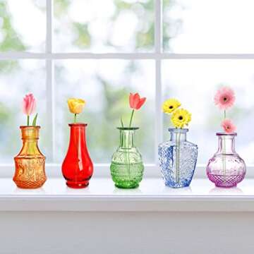 DEAYOU Vintage Glass Bud Vases Pack for Charming Decor