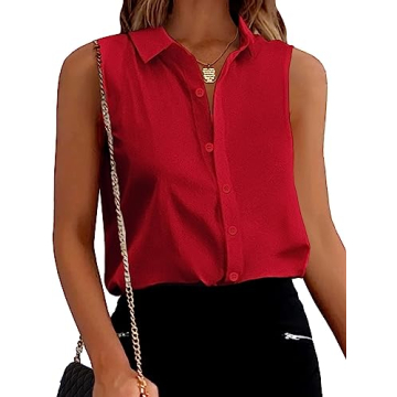 Zeagoo Women's Sleeveless Button-Up Blouse - Elegant Casual Top for All Occasions