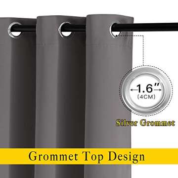 NICETOWN Gray Blackout Curtains for Bedroom 84 inches Long - Thermal Drapes Grommet Room Darkening C...
