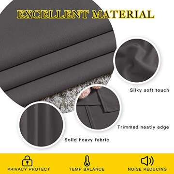 NICETOWN Gray Blackout Curtains for Bedroom 84 inches Long - Thermal Drapes Grommet Room Darkening Curtains Noise Reducing Window Treatments for Living Room (2 Panels, W52 x L84, Grey)