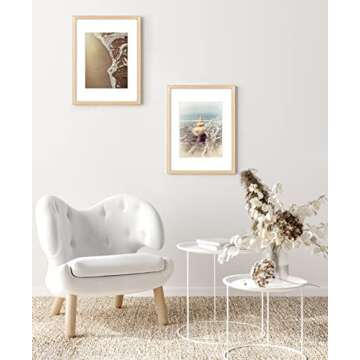 Yaetm 11x14 Wood Picture Frame with Mat for 8x10 Set of 4, Natural Solid Oak Wood 11x14 Frame with Tempered Glass for Horizontal and Vertical Wall Mounting (4 pack, Oak)