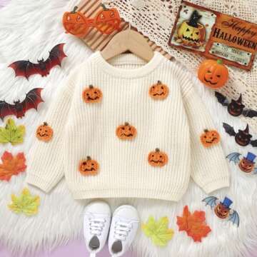 MAYUMMPY Toddler Baby Boy Girl Halloween Sweater Pumpkin Warm Pullover Sweatshirt Knitwear Knitted F...