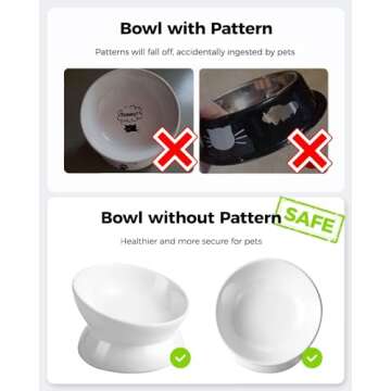 LoeJan Elevated Cat Food Bowl, 5 Oz Ceramic Raised and Tilted Water Bowl, Anti Vomiting and Protect ...