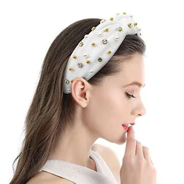Stylish QIANXUAN Wide Rhinestone Headband Set for Women