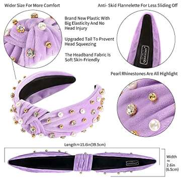 Wide Rhinestone Headband For Women Pearl Headband For Girls White Top Knot Headband With Beads For Women 2pcs