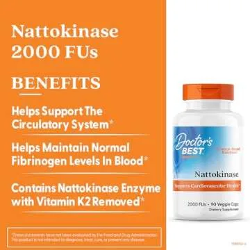 Doctors Best Nattokinase, 2000 Fus, Supports Cardiovascular Health, Non-GMO, Vegan 90 Veggie Caps