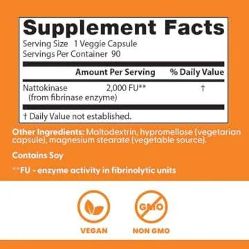 Doctors Best Nattokinase, 2000 Fus, Supports Cardiovascular Health, Non-GMO, Vegan 90 Veggie Caps