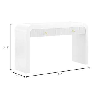 Meridian Furniture 888White-S Artisto Collection Modern | Contemporary Rectangular Console Table, White, 54" W x 15" D x 31.5" H