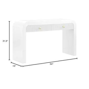 Meridian Furniture 888White-S Artisto Collection Modern | Contemporary Rectangular Console Table, White, 54" W x 15" D x 31.5" H