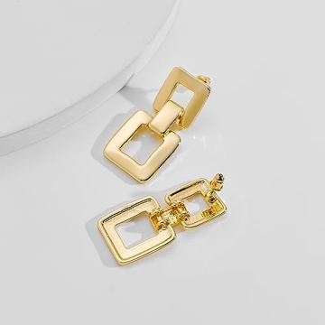 MUYAN Gold Chunky Link Square Drop Earrings for Women
