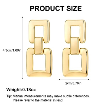 MUYAN Gold Chunky Link Square Drop Earrings for Women