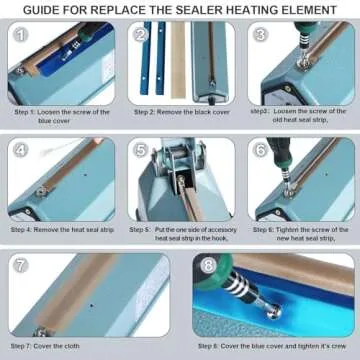 Honoson 10 Pieces 8 Inch Impulse Sealer Heating Element Service Spare Repair Parts Kit 2mm Heat Sealers Strips Replacement Elements