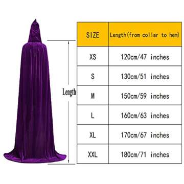 ALIZIWAY Purple Cloak Women Hooded Full Long Velvet Cape Halloween Cosplay 06PM