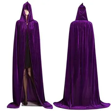 ALIZIWAY Purple Cloak Women Hooded Full Long Velvet Cape Halloween Cosplay 06PM