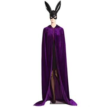 ALIZIWAY Purple Cloak Women Hooded Full Long Velvet Cape Halloween Cosplay 06PM