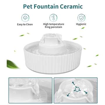 NautyPaws Ceramic Cat Water Fountain, Pet Ceramic Water Fountain Dispenser, 2.1 L Drinking Fountains...