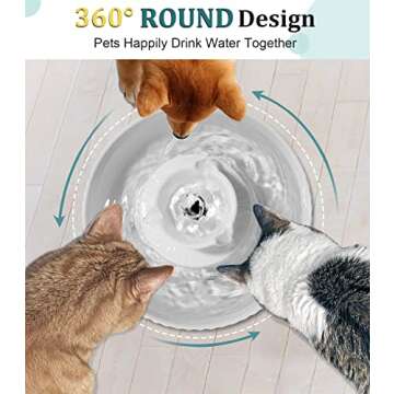 NautyPaws Ceramic Cat Water Fountain, Pet Ceramic Water Fountain Dispenser, 2.1 L Drinking Fountains Bowl for Cats and Dogs with Replacement Filters and Foam(White)