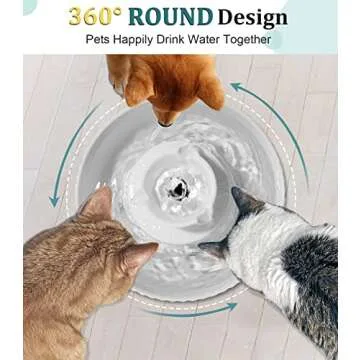 NautyPaws Ceramic Cat Water Fountain, Pet Ceramic Water Fountain Dispenser, 2.1 L Drinking Fountains Bowl for Cats and Dogs with Replacement Filters and Foam(White)