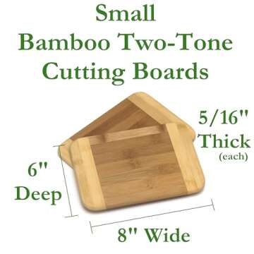 Lipper International Bamboo Wood Two-Tone Kitchen Cutting and Serving Board, Small, 8" x 6" x 5/16", Set of 2