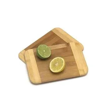Lipper International Bamboo Wood Two-Tone Kitchen Cutting and Serving Board, Small, 8" x 6" x 5/16", Set of 2