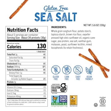 Quinn Gluten Free Sea Salt Pretzel Sticks - Healthy Snack