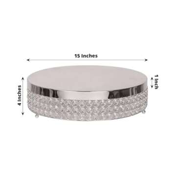 Stylish Efavormart Silver Crystal Beaded Cake Stand 15"