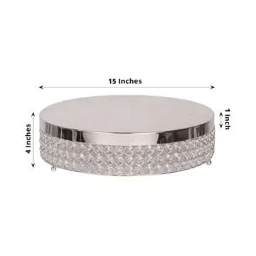 Stylish Efavormart Silver Crystal Beaded Cake Stand 15"