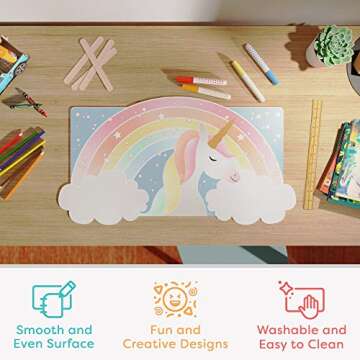 Uncommon Desks Kid's Desk Mat - for Schoolwork Arts & Crafts - Fun Computer & Mouse Pad Blotter - Wa...