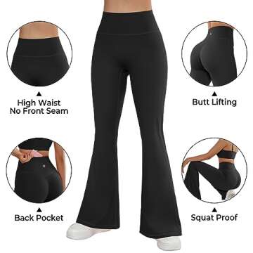 SUUKSESS Women Flare Leggings Scrunch Butt Lifting Bootcut High Waisted Tummy Control Bell Bottom Yo...