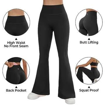 SUUKSESS Women Flare Leggings Scrunch Butt Lifting Bootcut High Waisted Tummy Control Bell Bottom Yo...